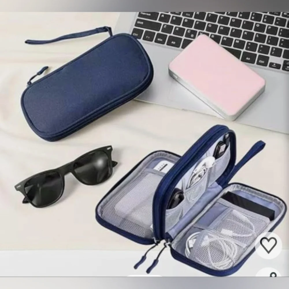 Navy Blue Portable Electronics Travel Organizer Case
